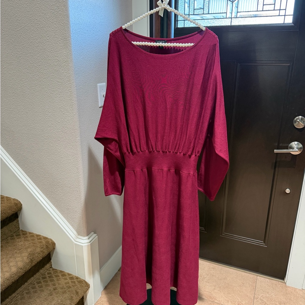Ann Taylor Rich Red Long Sleeve Dress